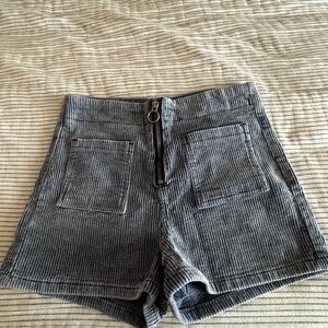 Stylish Gray Corduroy Women's Shorts